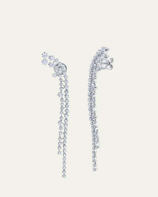 18K White Gold Floating Diamond Drop Earrings